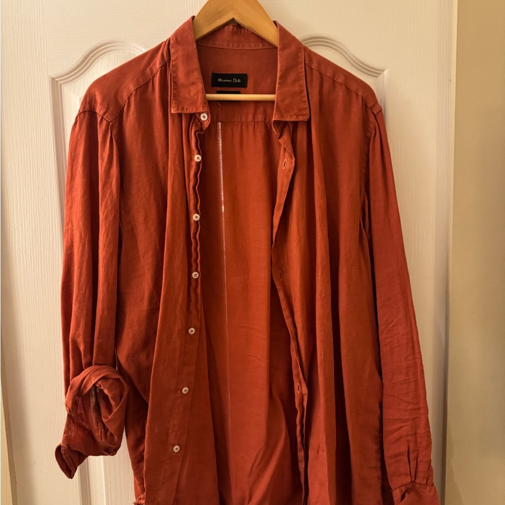 Massimo Dutti Rust Linen Shirt